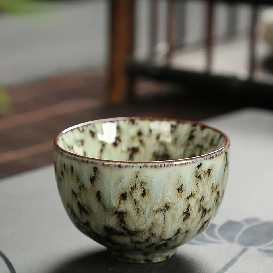 Creative Kung Fu Ceramic Teacup Kiln Transformation Japanese Style Water Cup Retro Porcelain Art Tea Bowl Drinkware