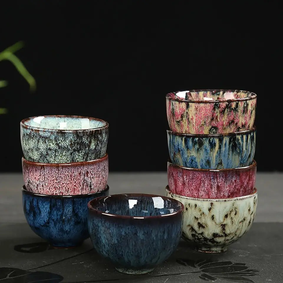 Creative Kung Fu Ceramic Teacup Kiln Transformation Japanese Style Water Cup Retro Porcelain Art Tea Bowl Drinkware