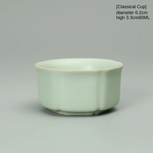 Ceramic Tea Set  High-End Tea Cup Kung Fu Tea Cup Ru Ware Tea Cup Ruyao Tea Cup Retro Style Cup Bowls Bubble Tea Cup  teacups